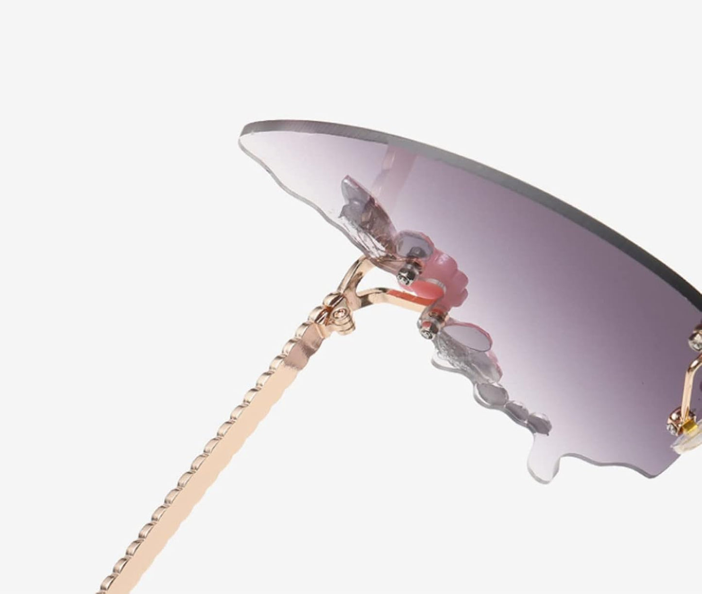 Women's Butterfly Shape Diamond Rimless Sunglasses UV Blocking Sunglasses