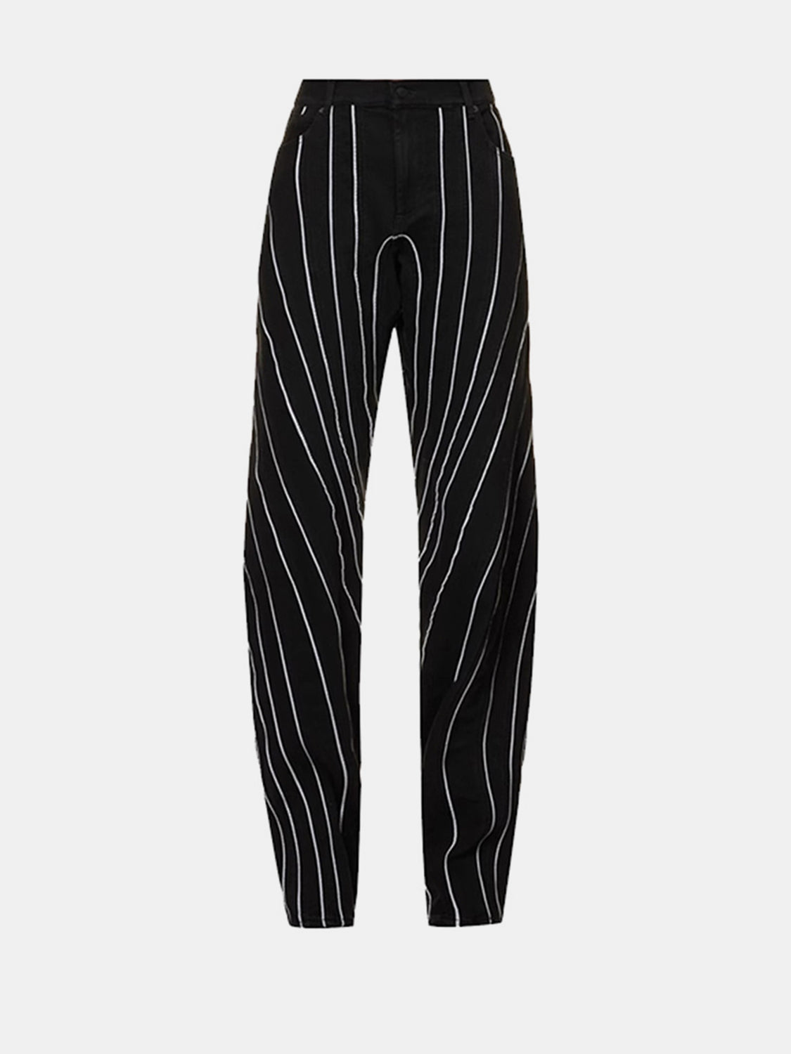 Striped Straight Jeans with Pockets